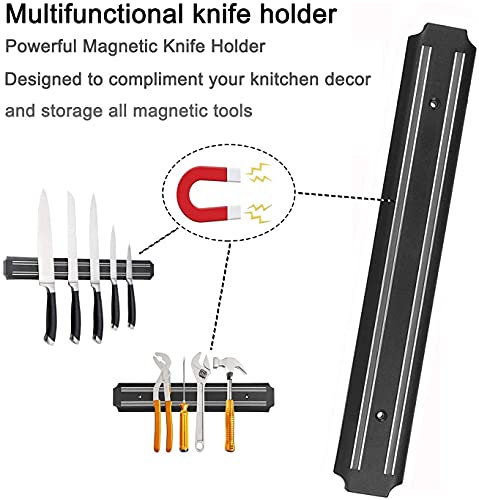 Crasts Magnetic Knife Holder Rack for Kitchen (Black) - Image 6