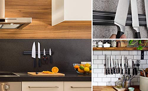 Crasts Magnetic Knife Holder Rack for Kitchen (Black) - Image 7