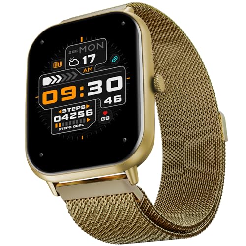 Fire-Boltt Ninja Call Pro Max Ultra Bluetooth Calling Smart Watch, 2.01" HD Display, 120+ Sports Modes, Health Suite, AI Voice Assistance, SpO2 Smartwatch for Men & Women - Gold Link
