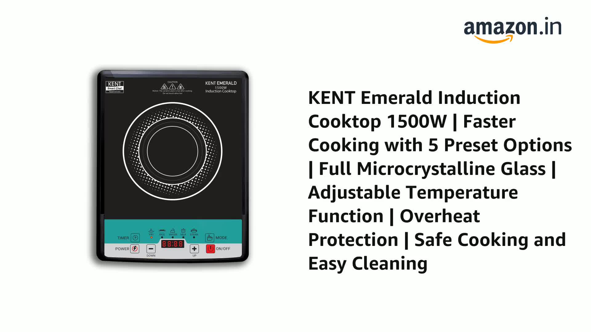 KENT Emerald Induction Cooktop 1500W|Faster