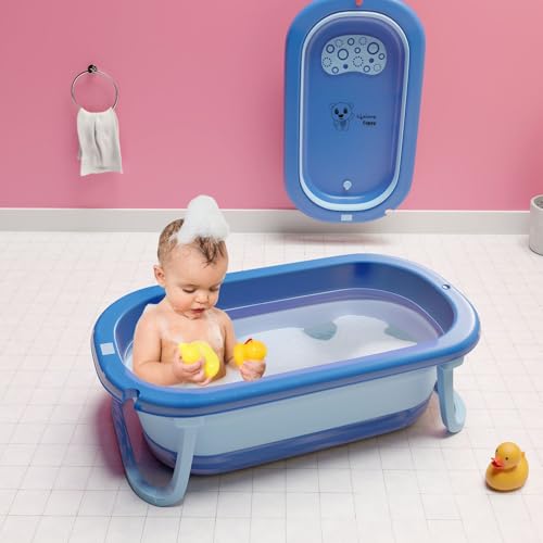 Lifelong Cuppy Foldable Baby Bath Tub for 0–3 Years | Spacious Bathtub for Baby Newborn to Toddler | Anti‑Skid Non‑Slip, Strong Foldable Legs, Easy Drain & Store for Boys & Girls (LLCBBT22)