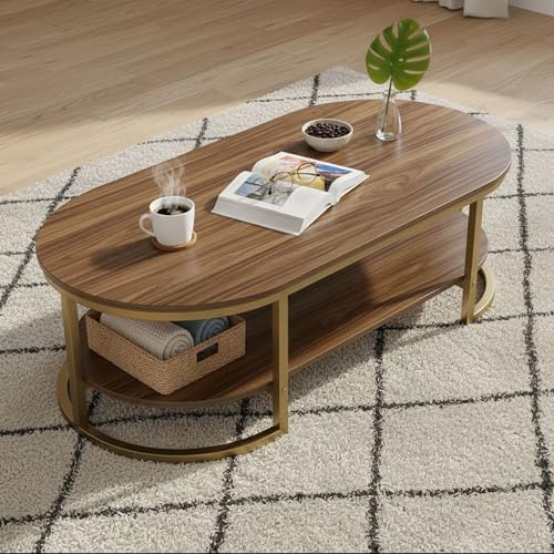 RIZIK Stores® Coffee Table – Modern 2-Tier Center Table with Engineered Wooden Top & Metal Frame, Living Room Sofa Table, Elegant Cocktail Table for Home, Office, Dining (Buffer 4 pc)