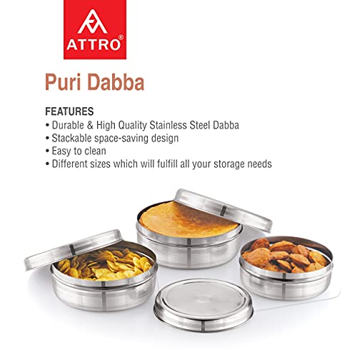 Attro Stainless Steel Puri Dabba