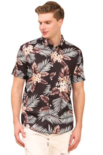 Mens Printed Casual Shirts Short Sleeves Button Down Tropical Shirts