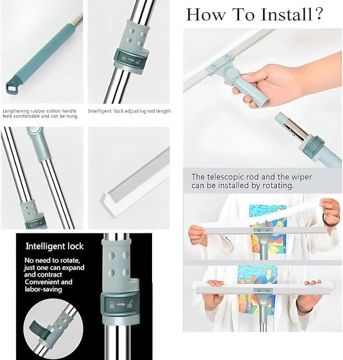Bathroom Squeegee Plastic Wiper Rotating
