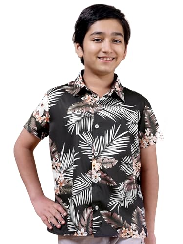 Boys Printed Casual Shirt Short Sleeve Button Down Beach Shirt for Kids