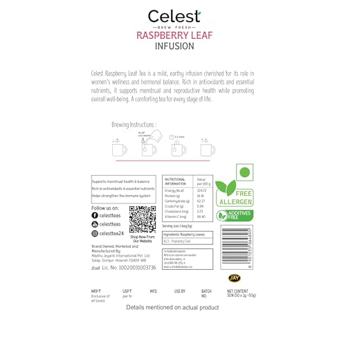 Celest Raspberry Leaf Tea | Red Raspberry Leaf Tea - 50 Teabags - Image 7