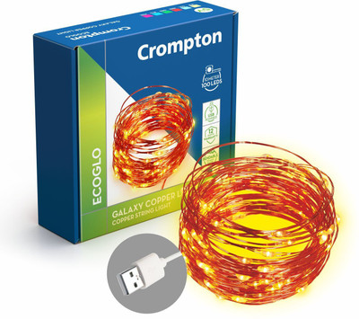 Crompton 100 LEDs 10 m Yellow Steady String Rice Lights(Pack of 1) - Image 2