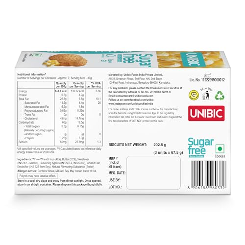 Unibic Sugar Free Butter Cookies