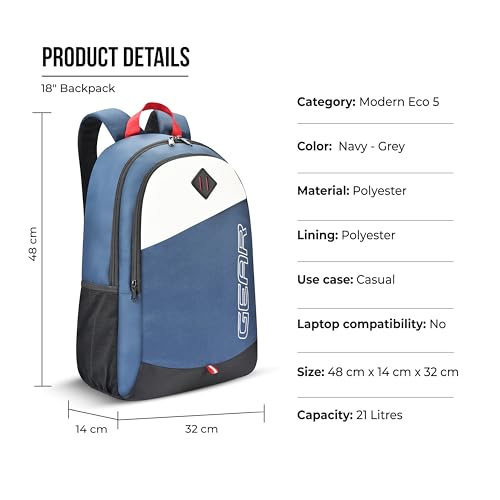 Gear 14 cms Blue Casual Backpack (MDBKPECO50504) - Image 5