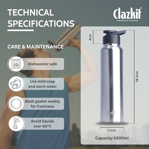 Clazkit Amaze 1000ml Sporty Stainless