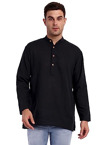 SKAVIJ Men's Straight Short Cotton Kurta Regular Fit T-Shirt