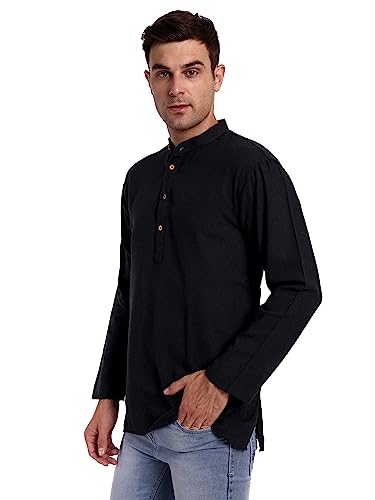 SKAVIJ Men's Straight Short Cotton Kurta Regular Fit T-Shirt - Image 4