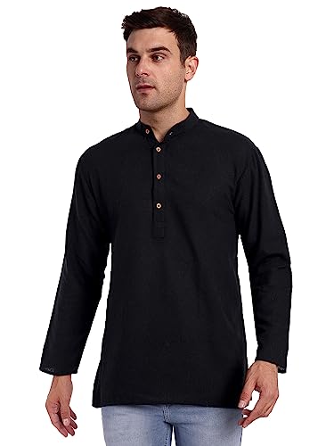 SKAVIJ Men's Straight Short Cotton Kurta Regular Fit T-Shirt - Image 5