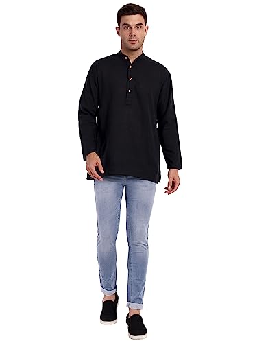 SKAVIJ Men's Straight Short Cotton Kurta Regular Fit T-Shirt - Image 6