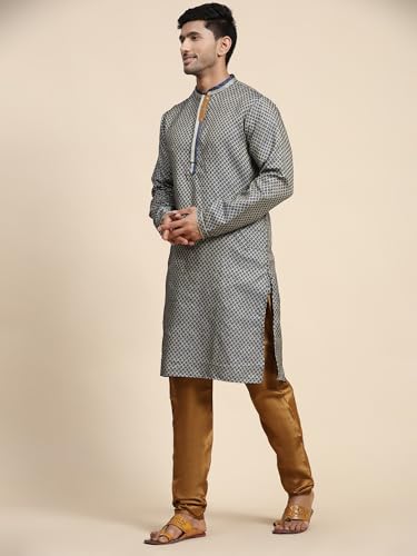 SKAVIJ Men's Brocade Silk Embroidered