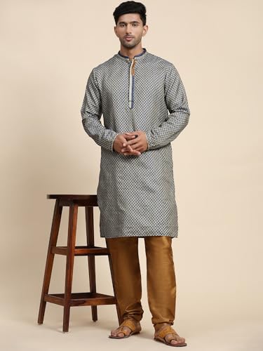 SKAVIJ Men's Brocade Silk Embroidered