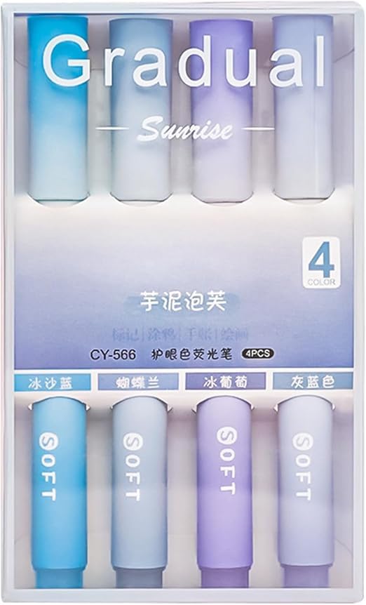 4Pcs Aesthetic Cute Highlighter Pen