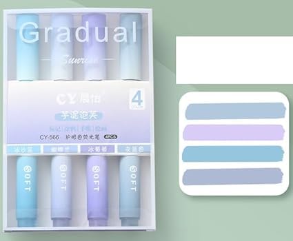 4Pcs Aesthetic Cute Highlighter Pen