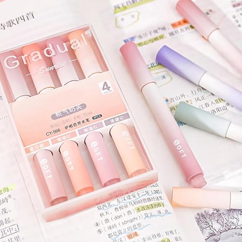 4Pcs Aesthetic Cute Highlighter Pen