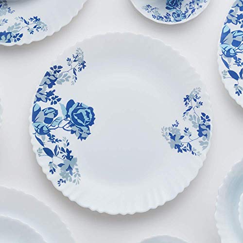 Larah by Borosil Glass Blue CascadeThali Set (White) - 18 Pieces - Image 3