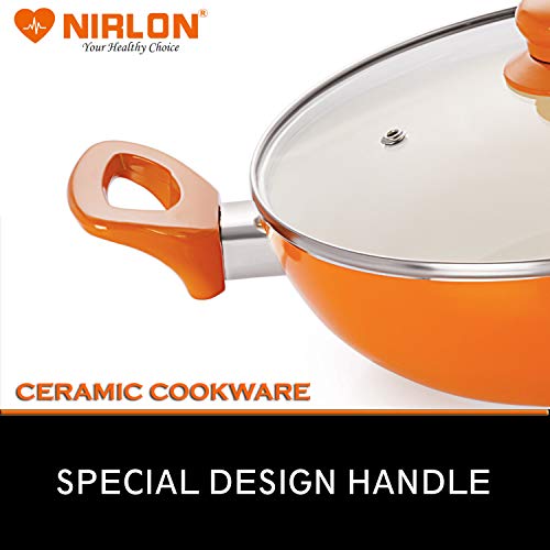 Nirlon Non-Stick Induction Ceramic Kadhai, Orange - Image 2