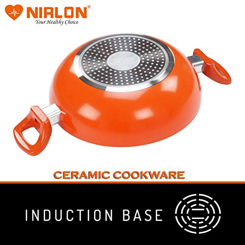 Nirlon Non-Stick Induction Ceramic Kadhai, Orange - Image 4