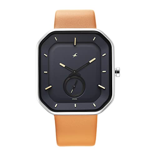 Fastrack After Dark Analog Men Blue Dial Leather Strap Watch for Guys-NS3272SL03