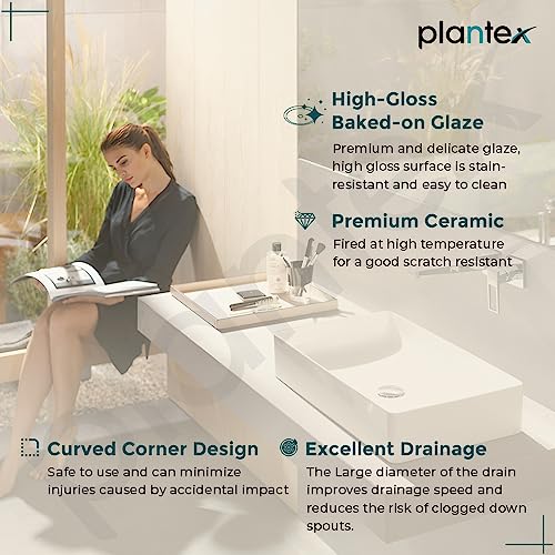 Plantex Rectangular Ceramic Wash Basin/Tabletop