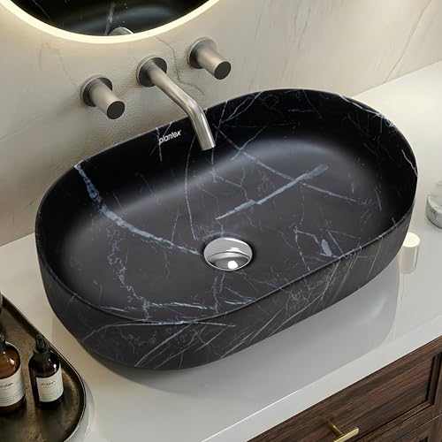 Plantex Ceramic Black Washbasin/Oval Tabletop