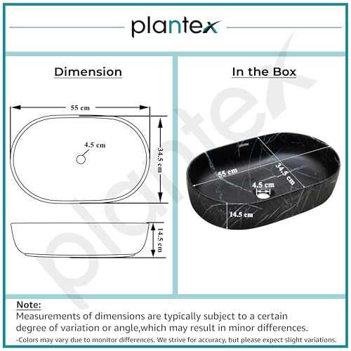 Plantex Ceramic Black Washbasin/Oval Tabletop