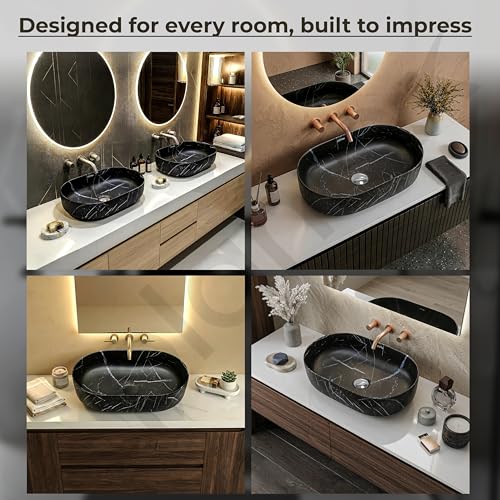 Plantex Ceramic Black Washbasin/Oval Tabletop