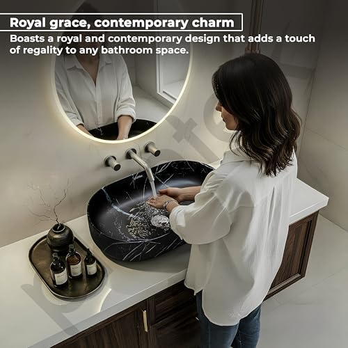 Plantex Ceramic Black Washbasin/Oval Tabletop