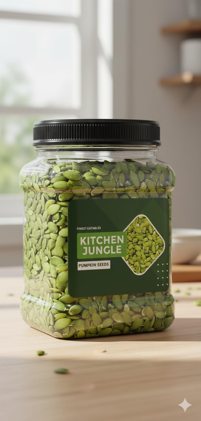 Kitchen Jungle Raw Natural Pumpkin Seeds Jumbo 1KG jar pack - Image 4