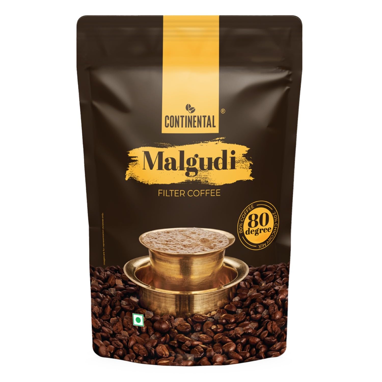 Continental Malgudi Filter Coffee Powder | 200g Pouch | 80% Coffee - 20% Chicory | Traditional South Indian | Smooth Flavour | Locks Real Aroma | Roast & Ground